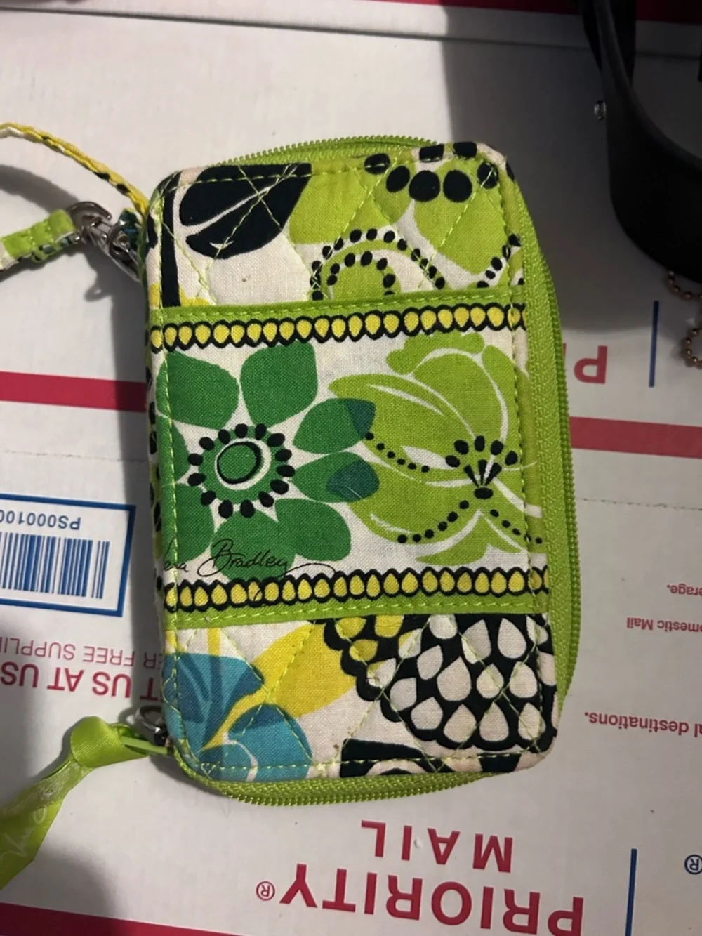 Vera Bradley Blue, Green & Black Floral Quilted Phone Wristlet - Picture 2 of 3